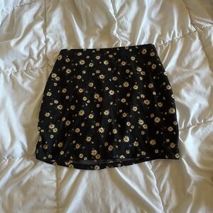 black floral mini skirt